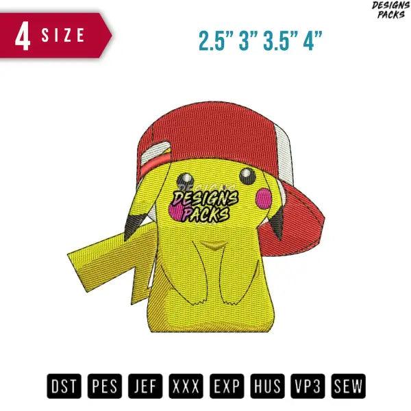 Pikachu make hat Embroidery Design