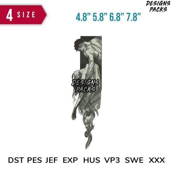 Print-ready embroidery design in 4 sizes, compatible with DST PES JEF formats for instant download.