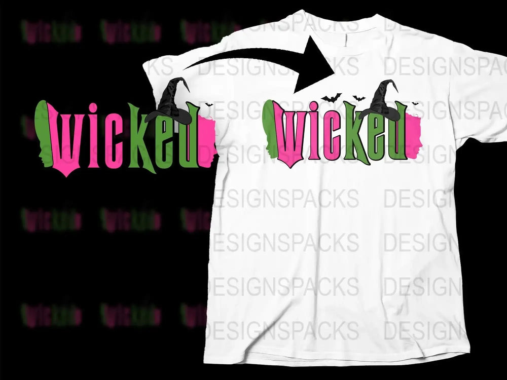 Wicked Graphic T-Shirt, Pink and Black Text, Men's Urban Streetwear, Modern Stylish Cotton Tee
