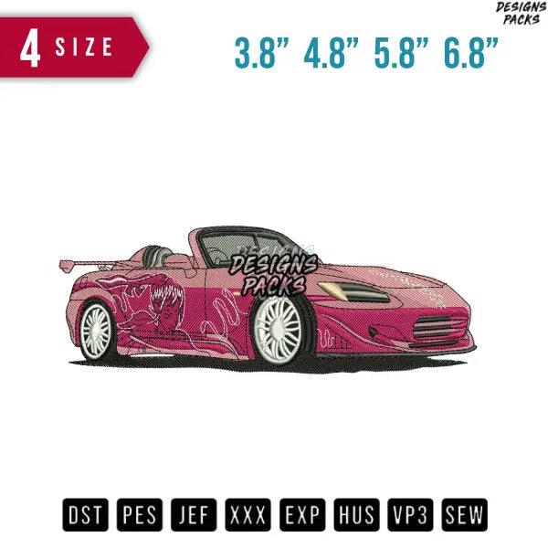 Pink Car Embroidery Design