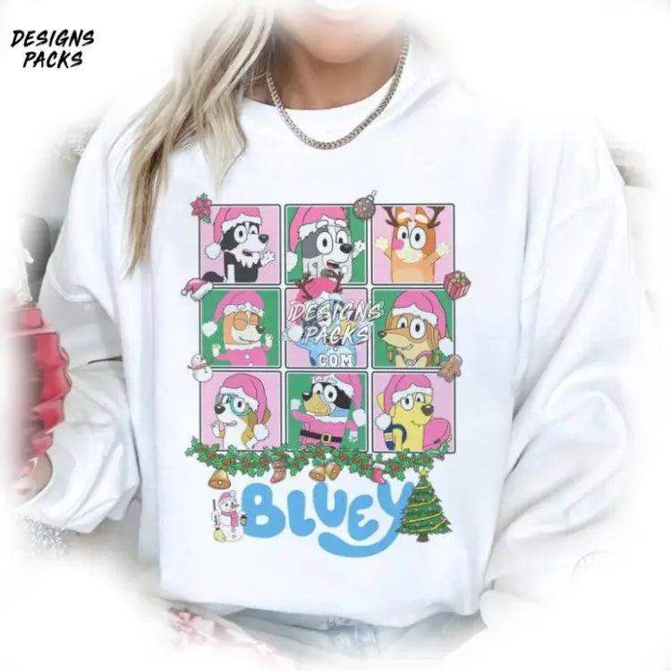 Pink Christmas Bluey Theme Tree Png Design