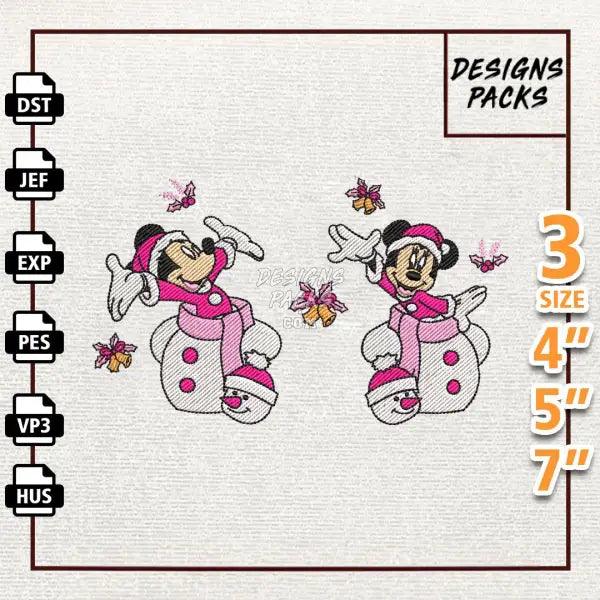 Pink Christmas Friends Embroidery Design