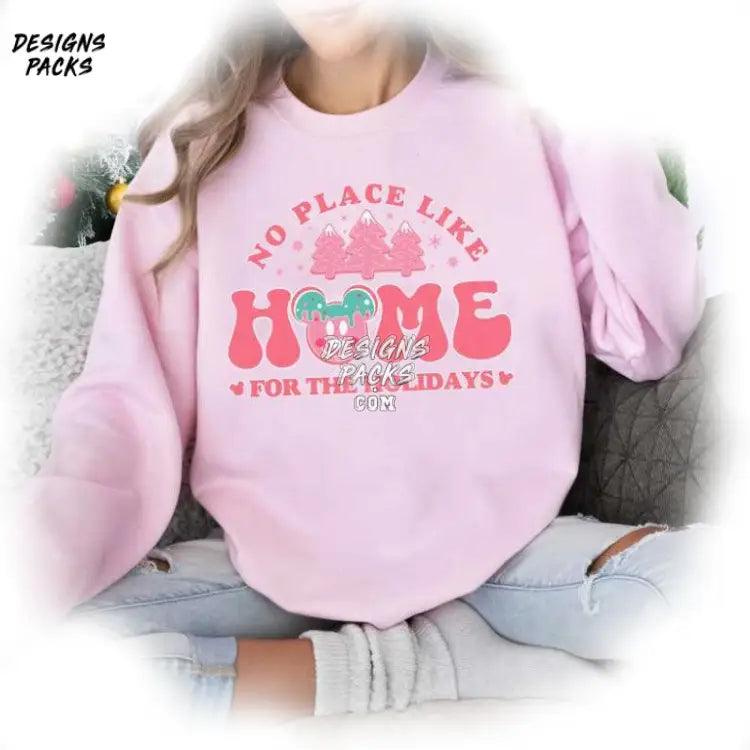 Pink Christmas Gingerbread Cartoon No Place Like Home For The Holidays Png Design