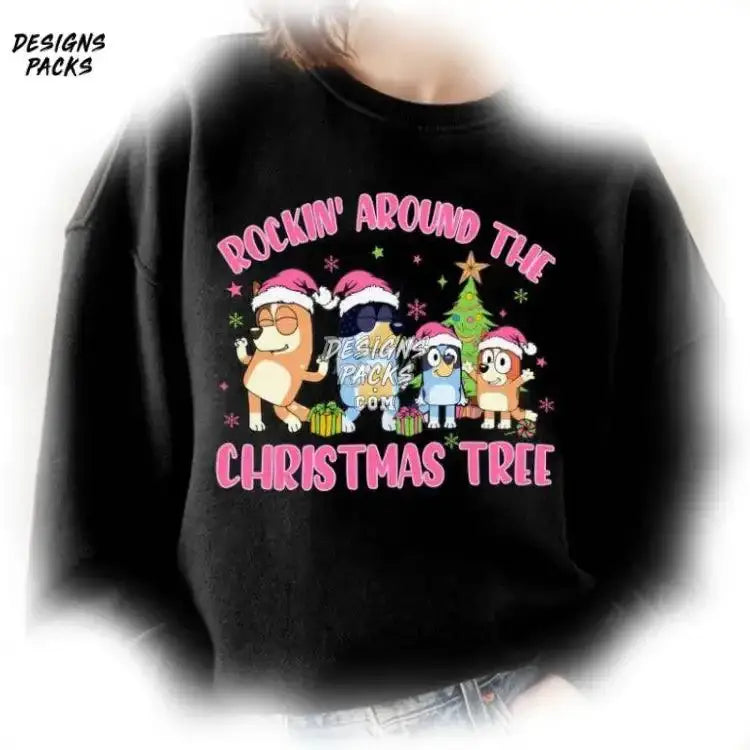 Pink Christmas Tree Bluey Theme Rocking Around The Png Design
