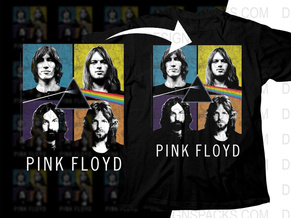 Pink Floyd Colorful Band Members Art Design Png Halftone Digital Download