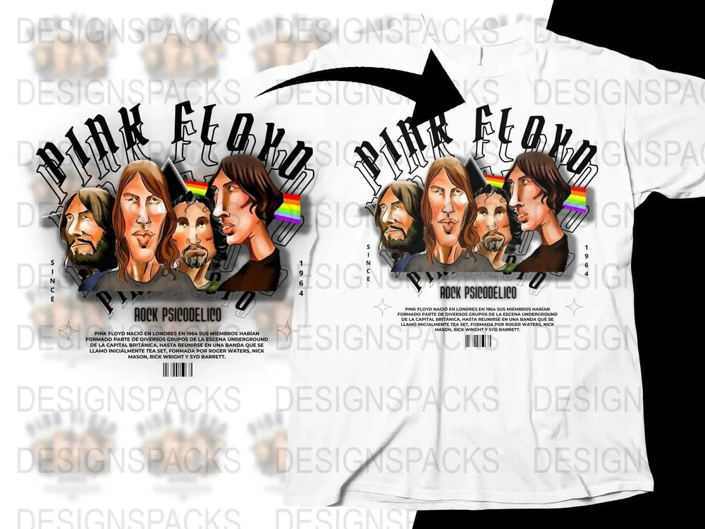 Pink Floyd Rock Psicodelico Artistic Funny Caricature Png Design Digital Download