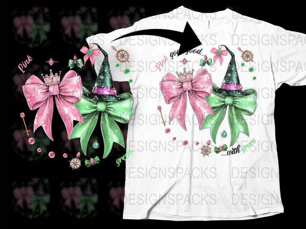Whimsical Gnome T-Shirt with Pink Bows and Glitter, Fairy Tale Graphic Tee, Magical Cute Garden Theme Apparel
