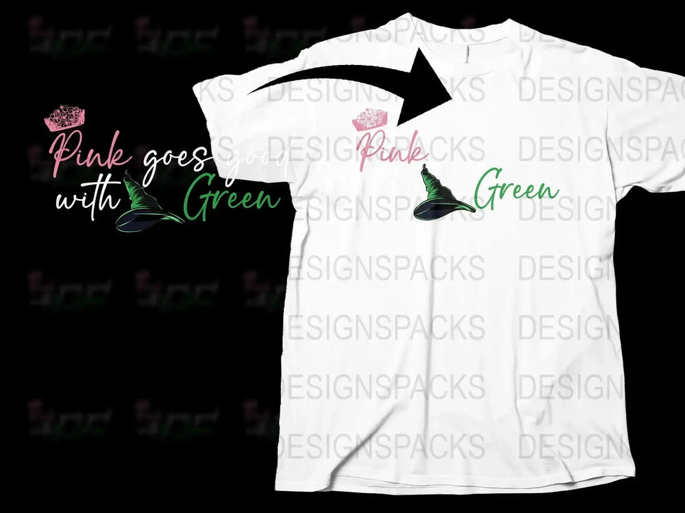 Floral Graphic T-Shirt, Pink Goes With Green Quote, Fashionable Spring Top, Women's Casual Wear, Trendy Design Tee