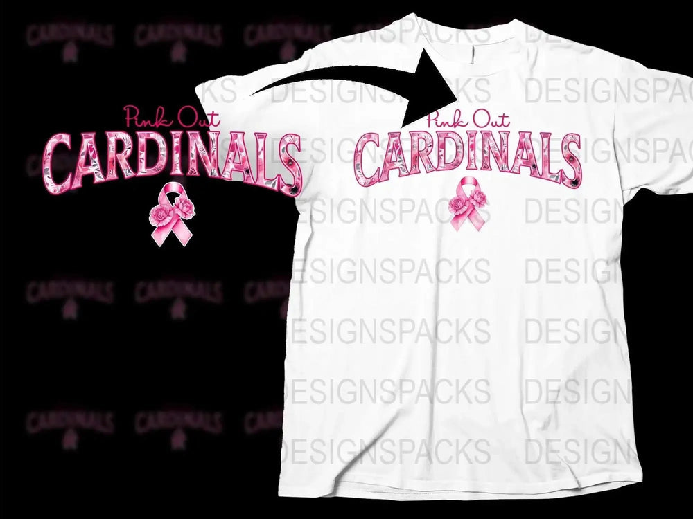 Pink Out Cardinals Breast Cancer Awareness T-Shirt, Graphic Tee, Support Ribbon, Unisex Fit