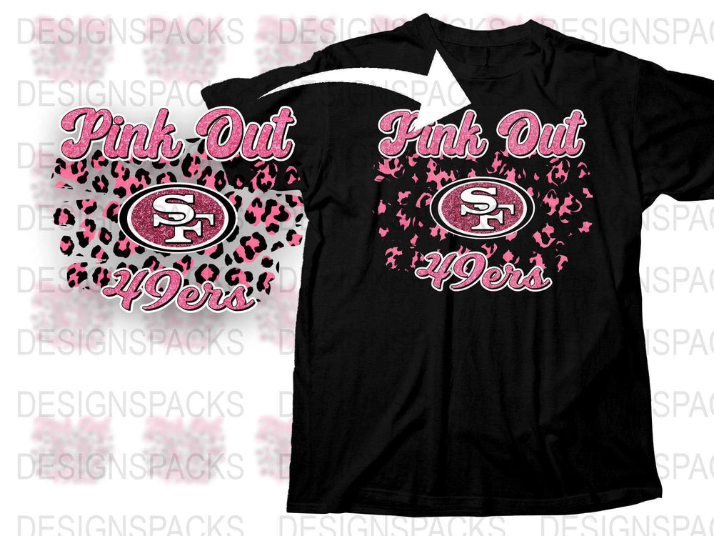 Pink Out San Francisco 49ers T-Shirt, Breast Cancer Awareness, Women's Sports Fan Apparel, Black and Pink Graphic Tee