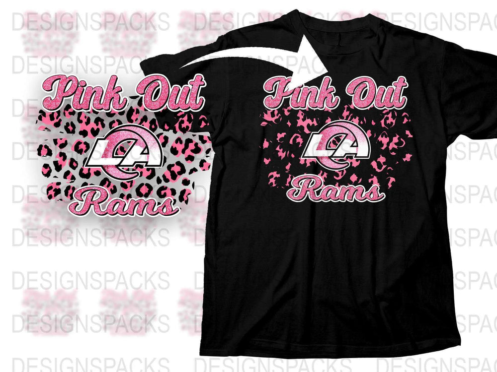 Pink Out Rams T-Shirt, Breast Cancer Awareness, Sports Team Support Tee, Black and Pink Graphic Shirt