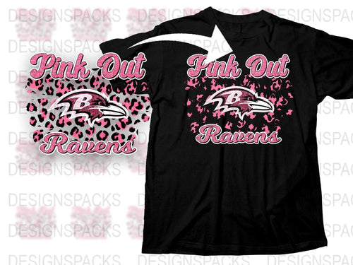 Pink Out Ravens T-Shirt, Breast Cancer Awareness, Sports Fan Apparel, Graphic Tee, Football Season Shirt, Black and Pink
