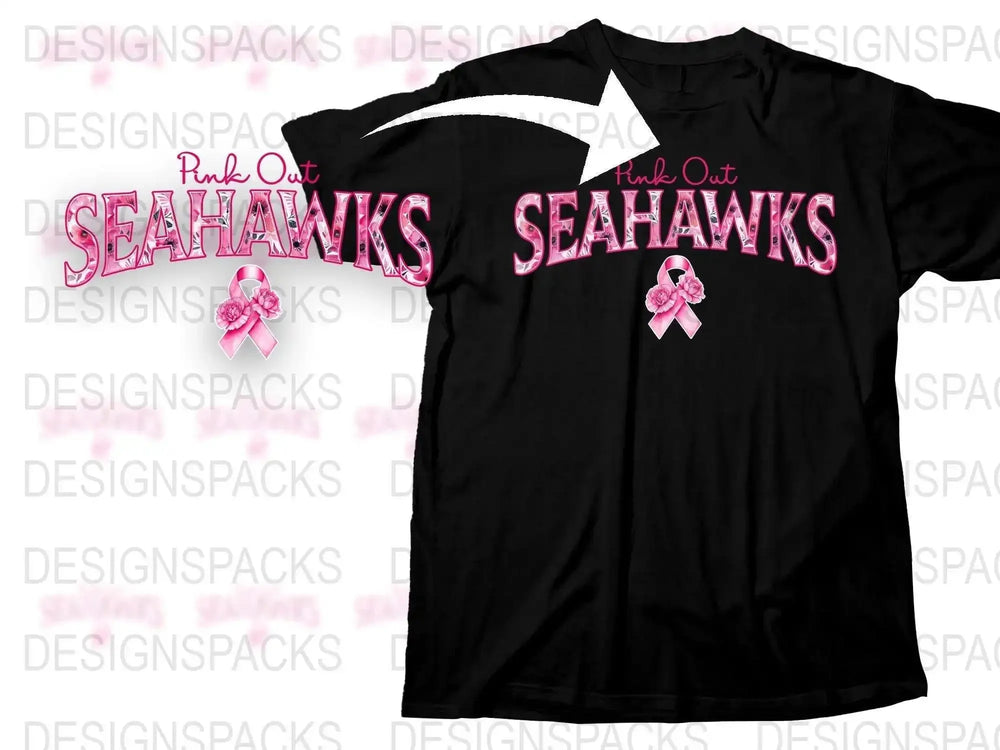 Pink Ribbon Sports T-Shirt, Black and Pink Athletic Tee, Team Support Apparel