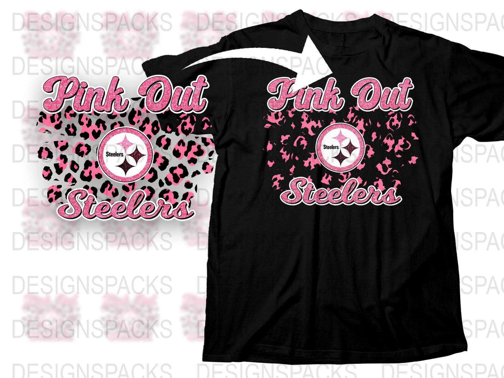 Pink Out Steelers T-Shirt, Breast Cancer Awareness, Sports Fan Apparel, Black and Pink Graphic Tee