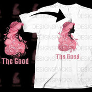 The Good Vibes Pink Swirl Graphic T-Shirt, Unisex Casual Streetwear Tee, Trendy Illustration Design, Queen Crown Motif