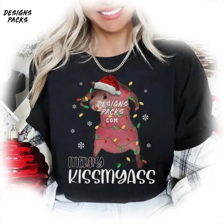 Pink Ratz Christmas Merry Kiss My Ass Wild Animals Funny Png Design