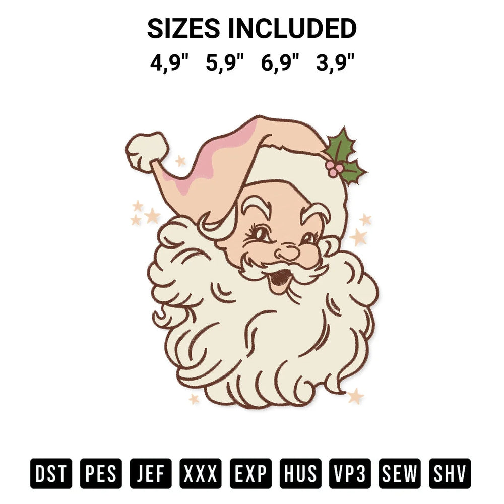 Pink Santa Claus Pink Christmas Vintage Cute Xmas Gift Logo Embroidery Design