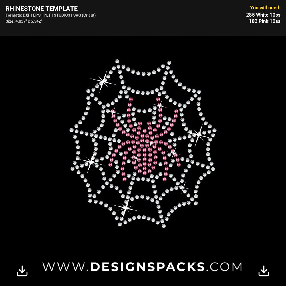 Pink Spider Web  Cricut Rhinestone Digital Template