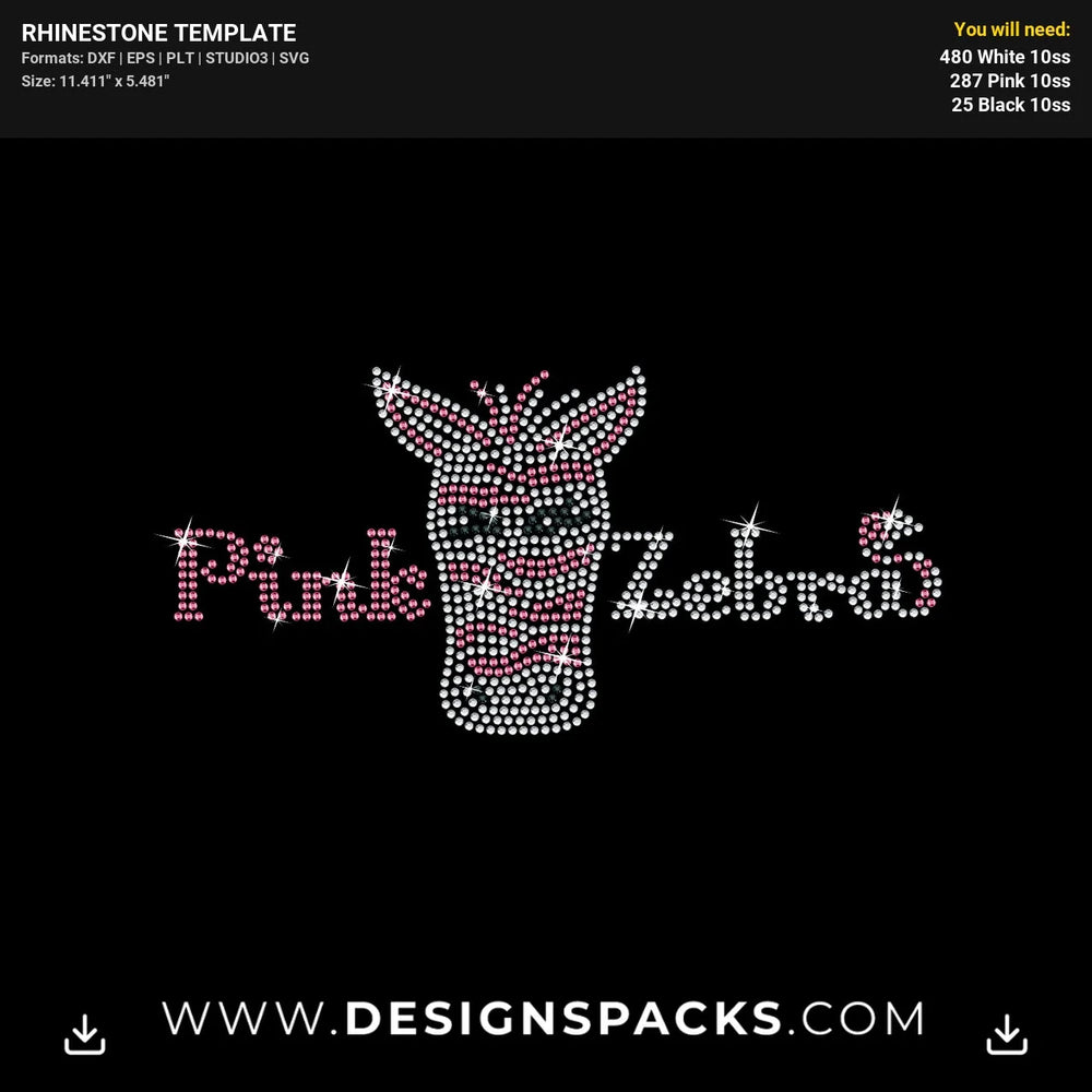 Pink Zebra Logo Rhinestone Digital Template