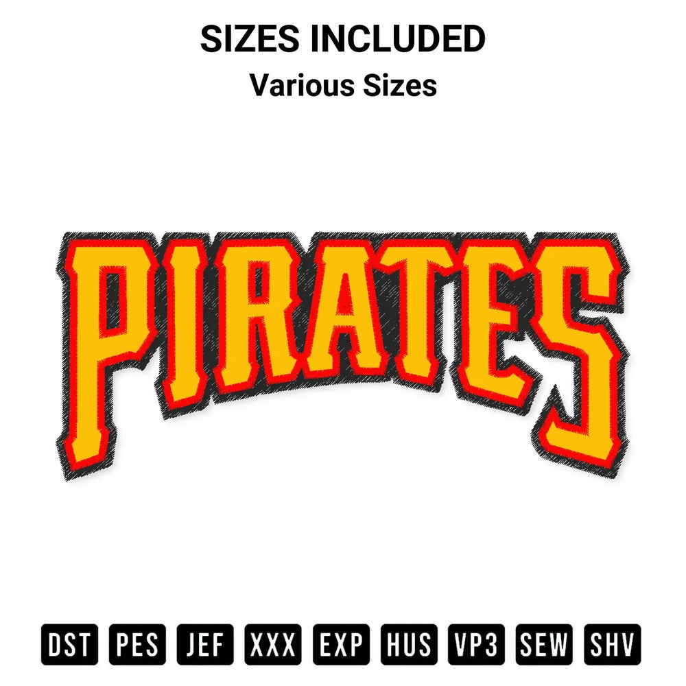 Pirates Lettering Embroidery Design
