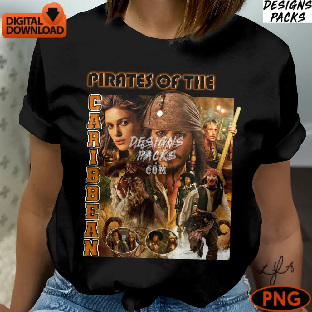 Pirates Of The Caribbean Movie Digital Download Vintage Film Art Png File