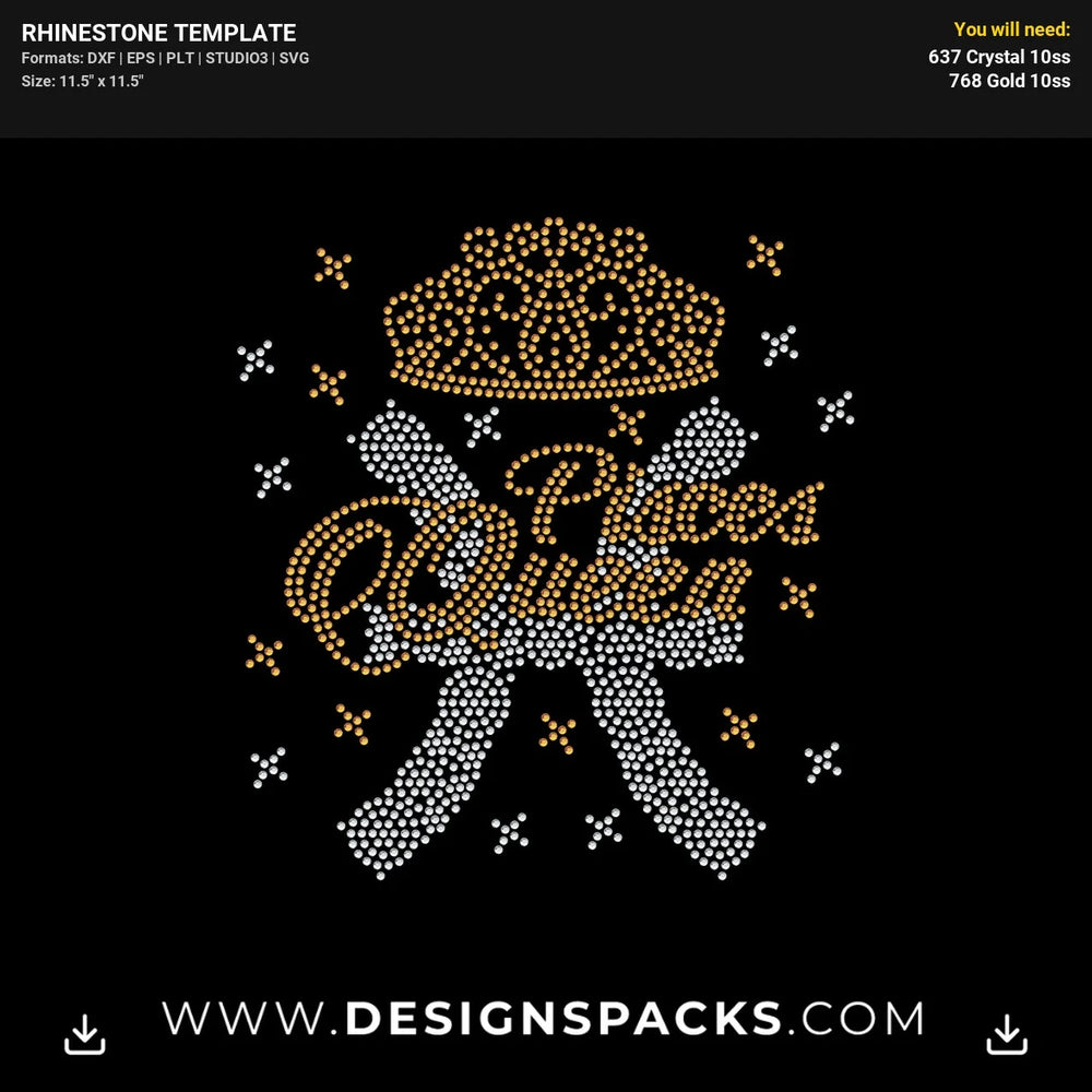Pisces Symbol Queen Crown Rhinestone Digital Template