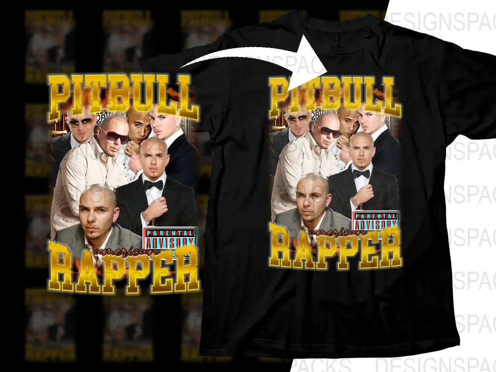 Pitbull Rapper Graphic Print Collage Png Digital Download