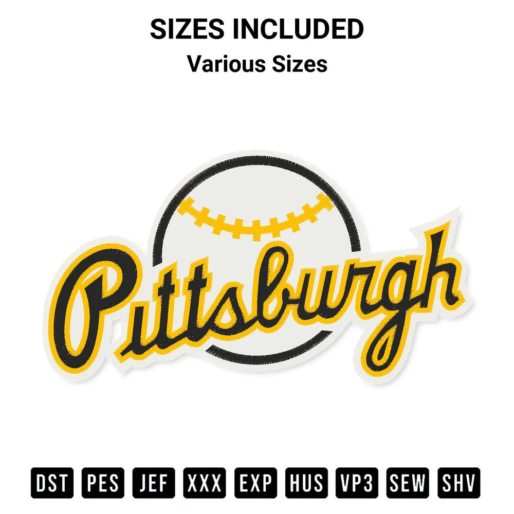 Pittsburgh Baseball Embroidery Design