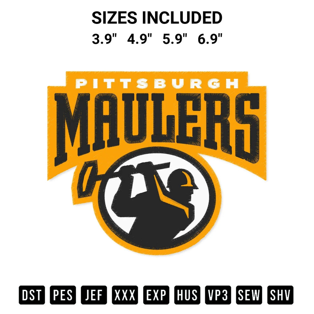 Pittsburgh Maulers Logo Vintage Usfl Football Pittsburgh Maulers Embroidery Design