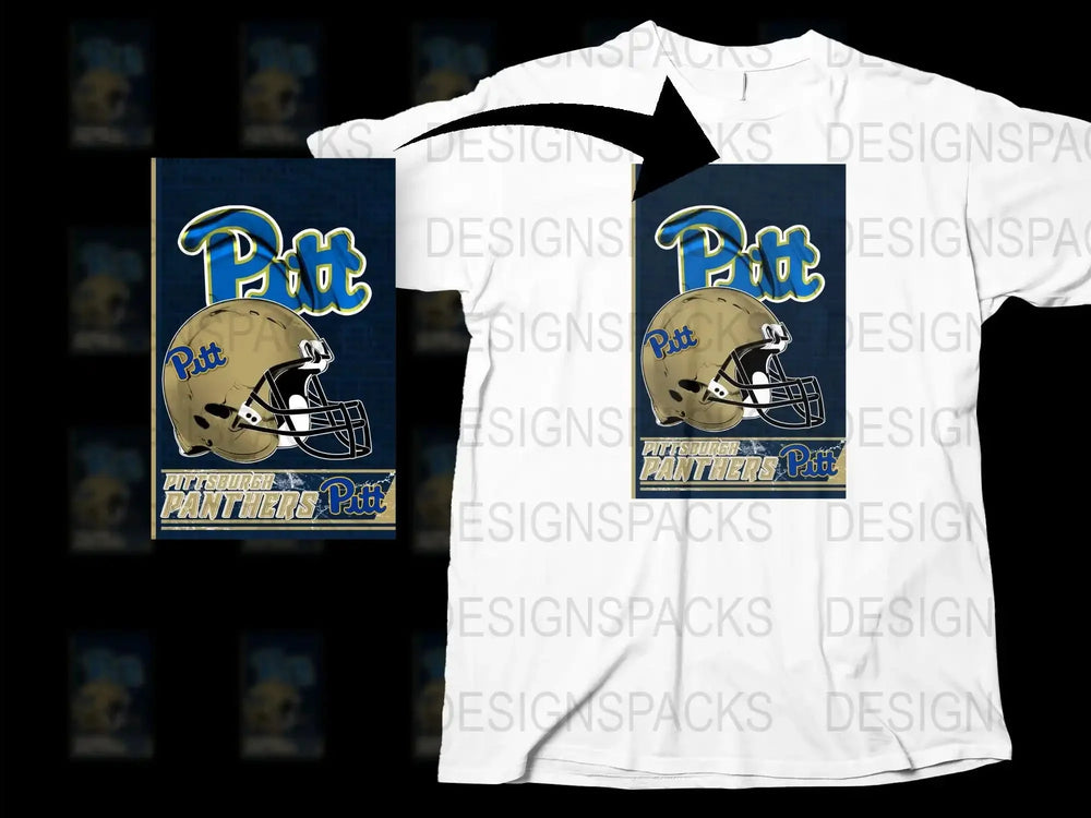 Pitt Panthers T-Shirt Vintage Helmet Design, College Football Fan Apparel, Unisex Graphic Tee