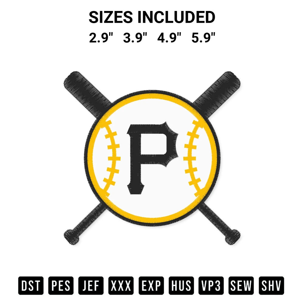 Pittsburgh Pirates Crossed Bats Embroidery Design