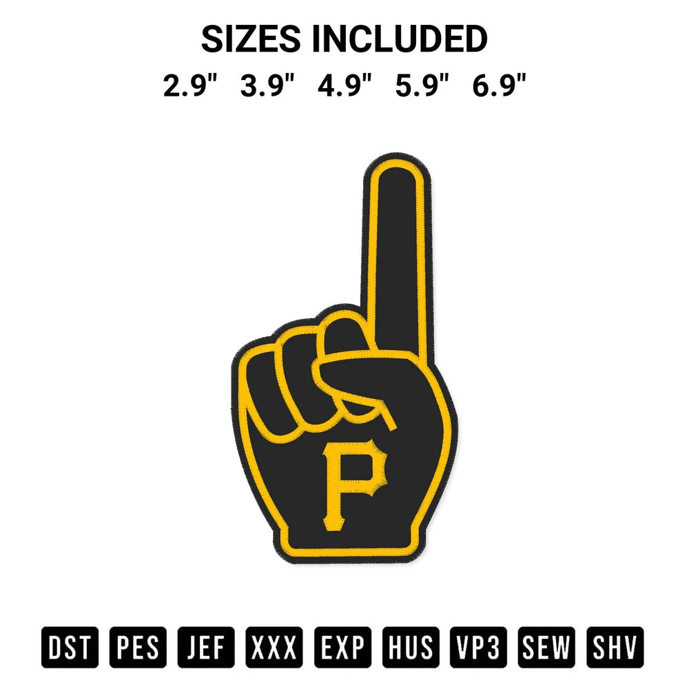 Pittsburgh Pirates Foam Finger Embroidery Design