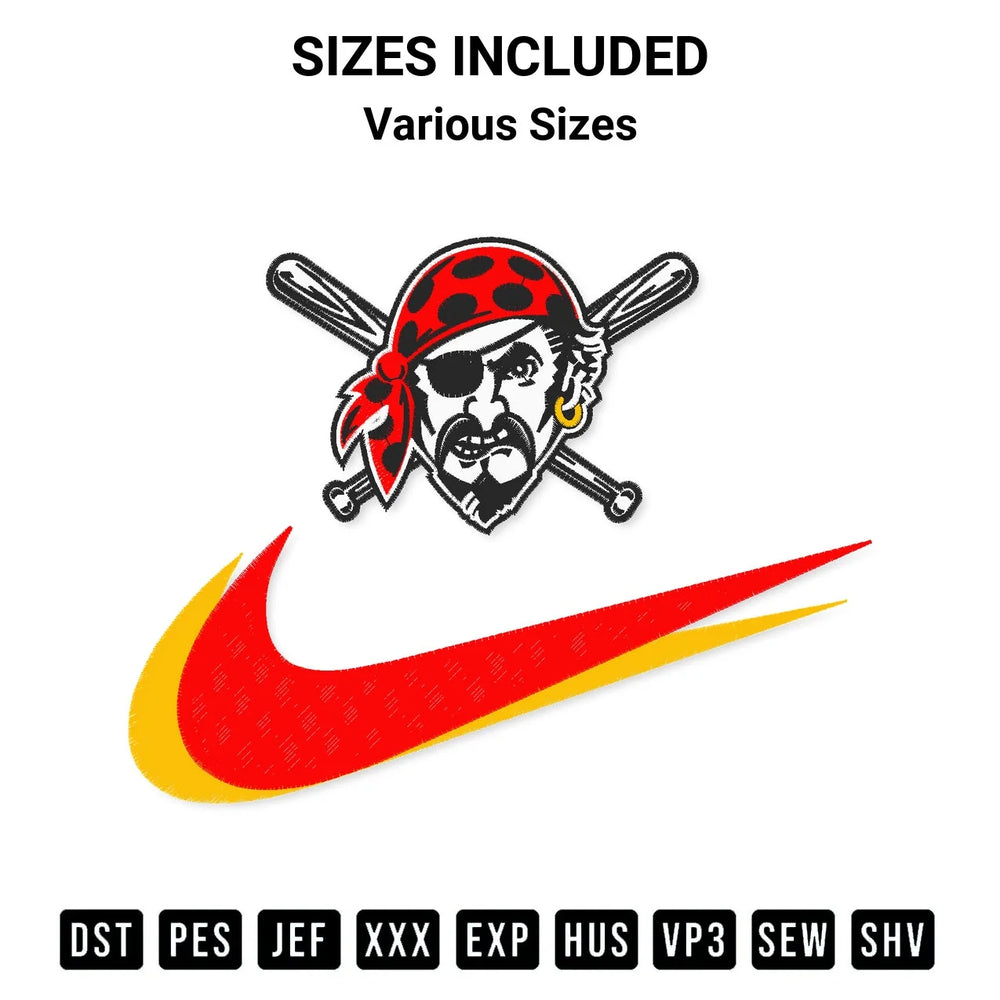 Pittsburgh Pirates Swoosh Embroidery Design