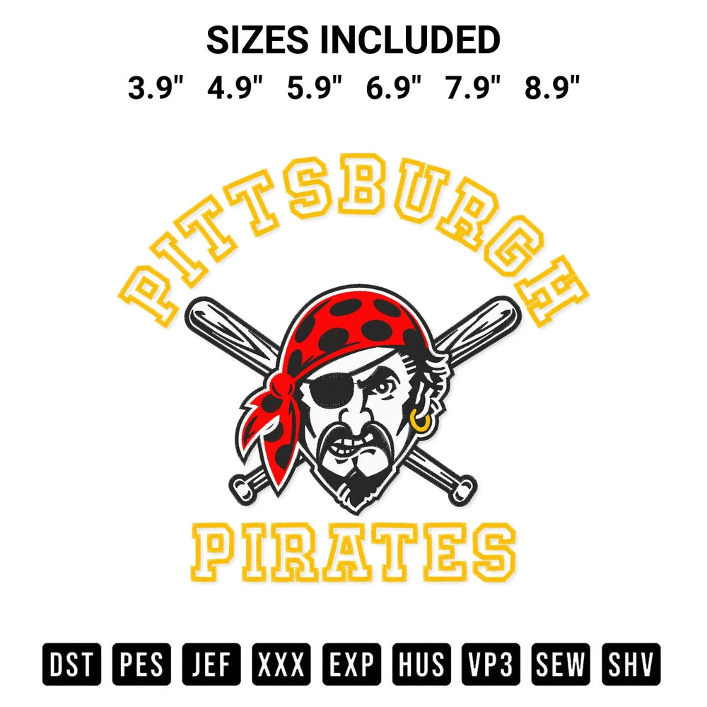 Pittsburgh Pirates Team Embroidery Design