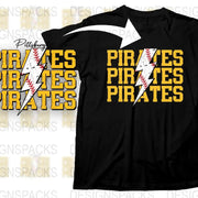 Pittsburgh Pirates Inspired T-Shirt, Black and Yellow, Baseball Fan Apparel, Graphic Tee for Sports Lovers