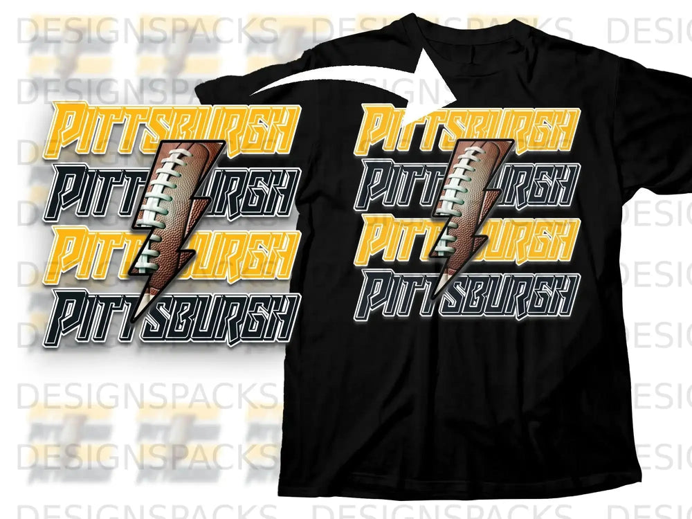 Pittsburgh Football Lightning Bolt Design Shirt