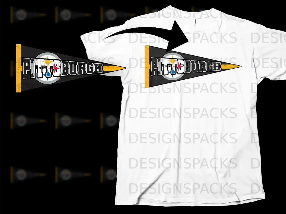 Pittsburgh Football Team Banner Logo Graphic T-shirt