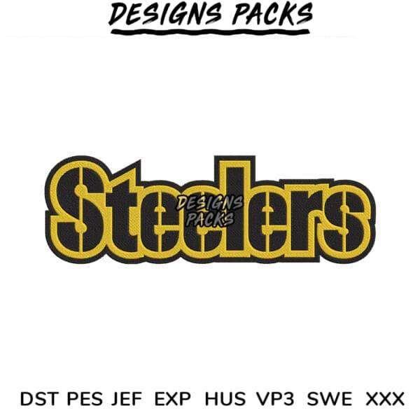 Steelers embroidery design in gold and black, compatible with DST PES JEF formats for instant download.