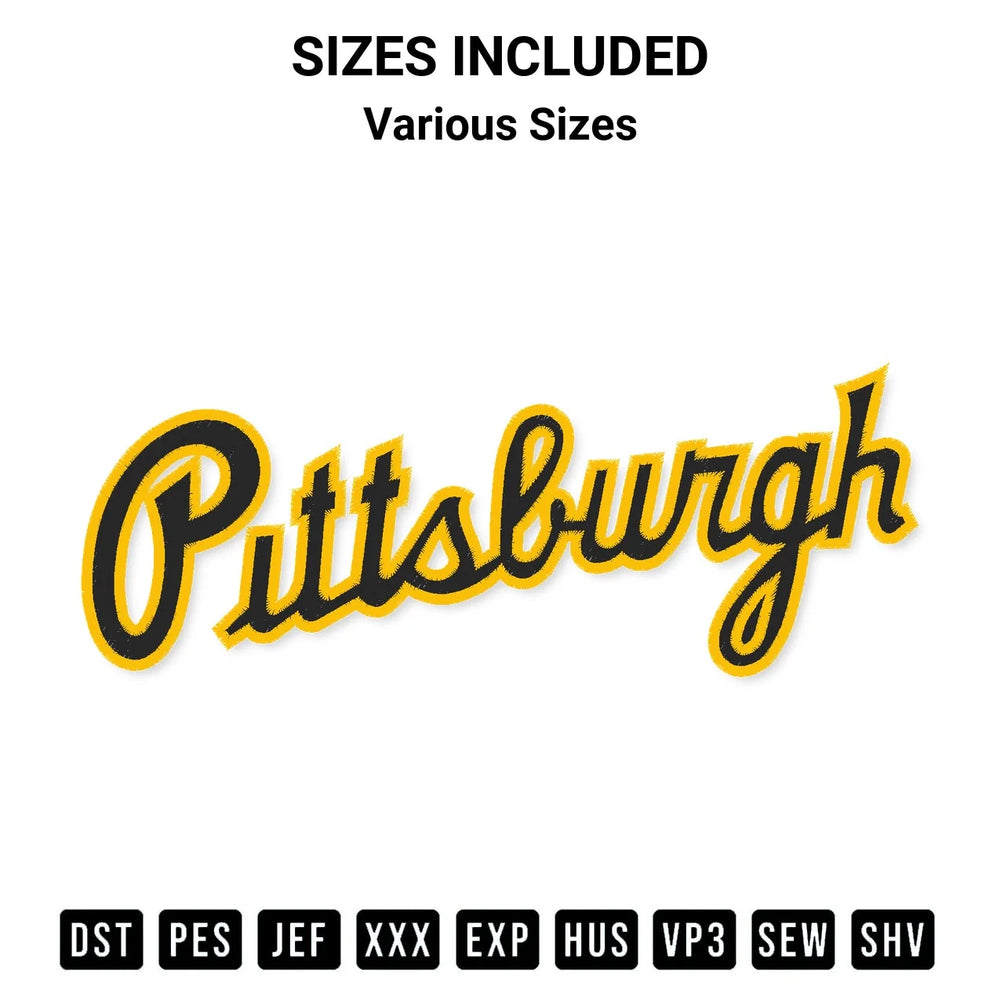 Pittsburgh Wordmark Embroidery Design