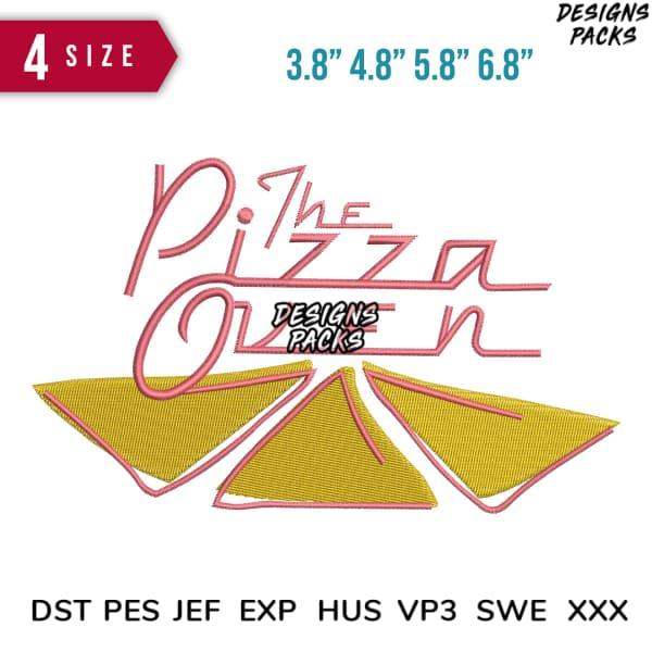 The Pizza Oven embroidery design in 4 sizes, print-ready formats DST PES JEF EXP for instant download