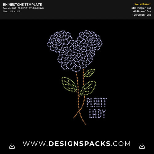 Plant Lady Mickey Head Rhinestone Digital Template