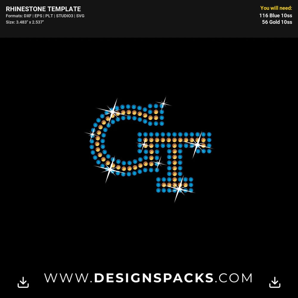 Pocket Gt Georgia Tech Rhinestone Digital Template