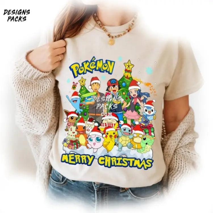 Pocket Monster Christmas Anime Loverss Pikachu Eevee Charmander Png Design