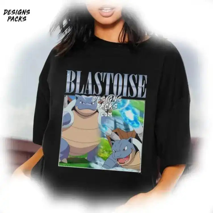 Pocket Monster Homage Tv Blastoise Vintage Graphic Png Design