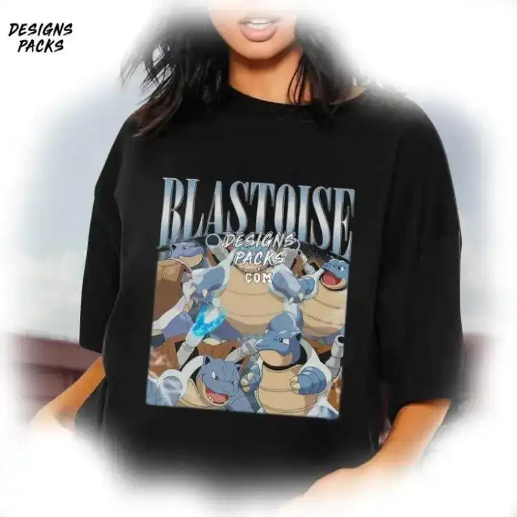 Pocket Monster Homage Tv Blastoise Vintage Graphic Png Design