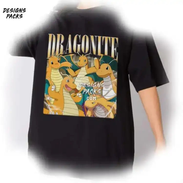 Pocket Monster Homage Tv Dragonite Vintage Graphic Png Design