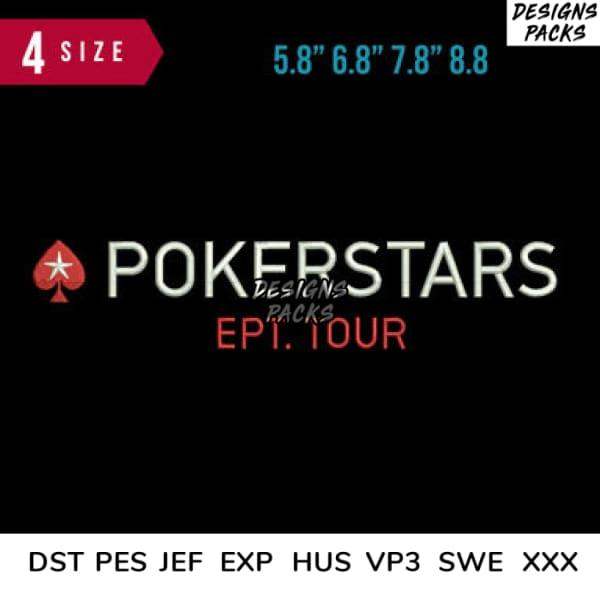 PokerStars EPT Tour logo design in 4 sizes, embroidery formats DST PES JEF EXP for instant download