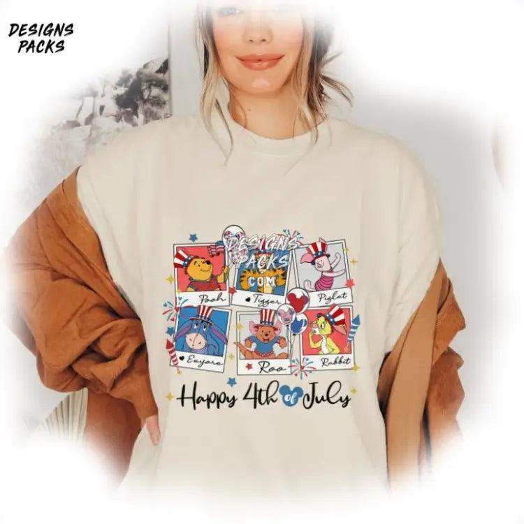 Pooh And Friends Happy 4Th Of July Patriotic Independence Day Cartoon Winnie The Png Design