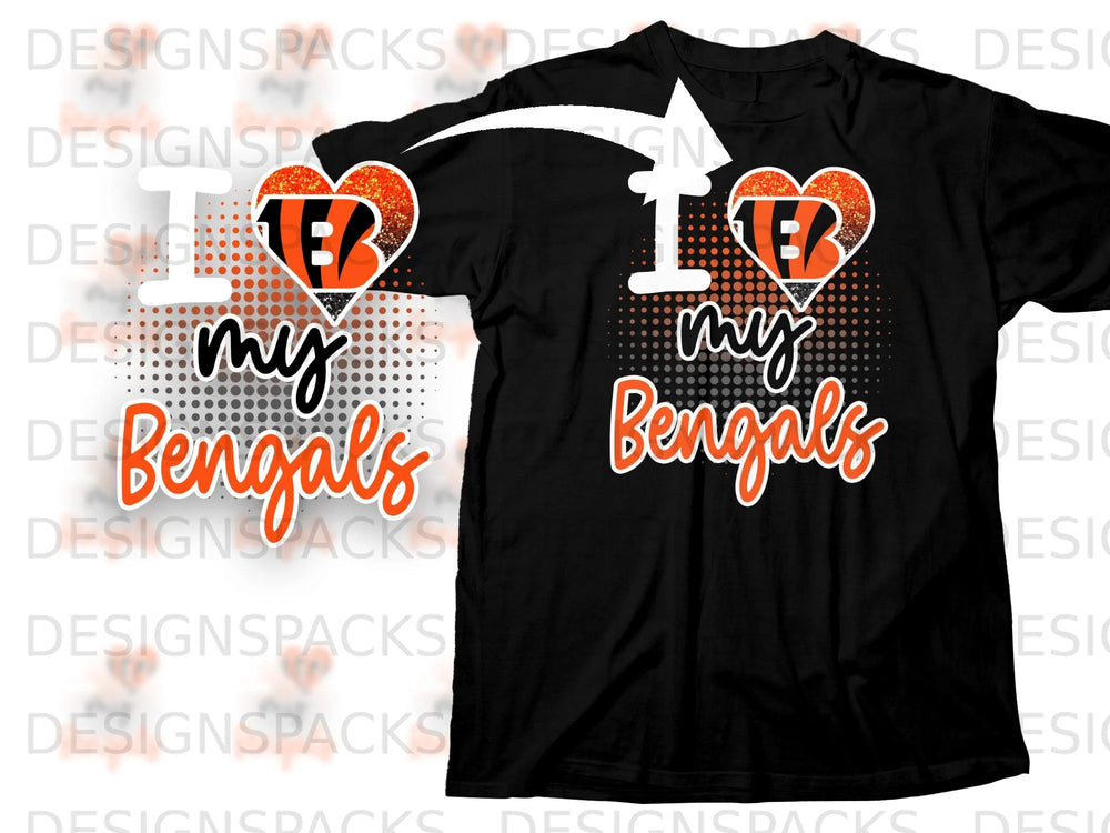 Black t-shirt with "I ❤ my Bengals" text and Bengals logo.