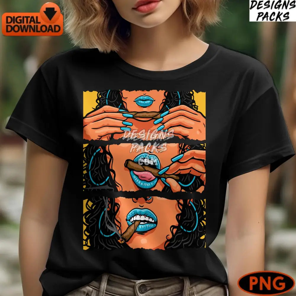 Pop Art Lips Digital Print Colorful Mouth Comic Style Instant Download Png File For Prints